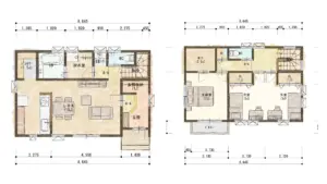 将来的に2部屋に分けることができる洋室が特徴の家